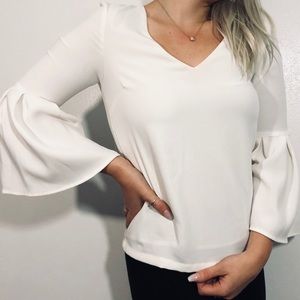 H&M White Blouse with Bell Sleeves
